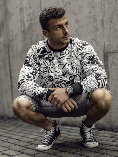 Men's Printed Sweatshirt Black-White Bolf 8B1135A