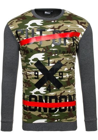 Men's Printed Sweatshirt Camo-Anthracite Bolf 69