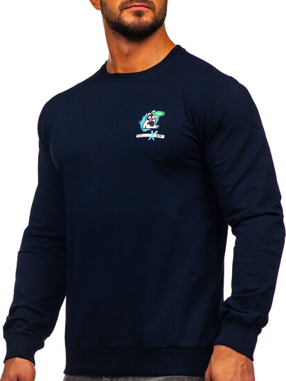 Men's Printed Sweatshirt Navy Blue Bolf 8744