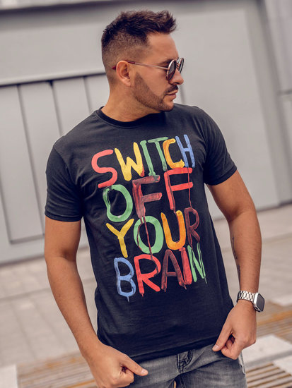 Men's Printed T-shirt Black Bolf 1181A