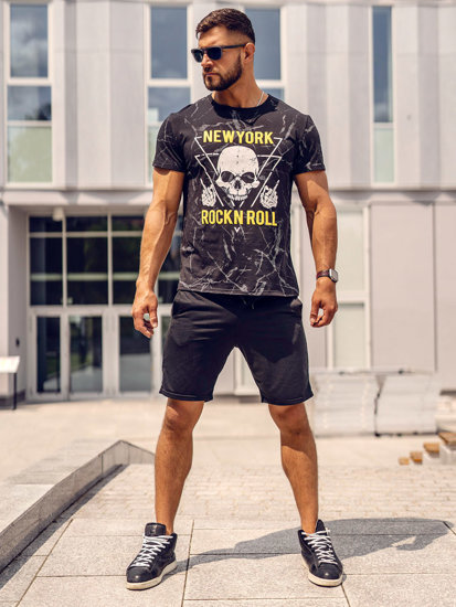 Men's Printed T-shirt Black Bolf Y70030A