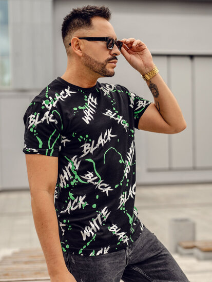 Men's Printed T-shirt Black-Green Bolf 14939A