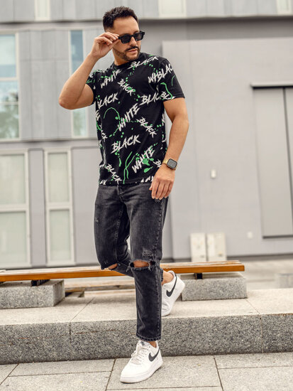 Men's Printed T-shirt Black-Green Bolf 14939A