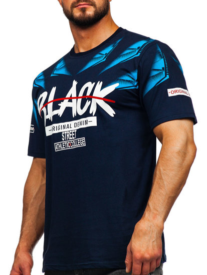 Men's Printed T-shirt Navy Blue Bolf 14208