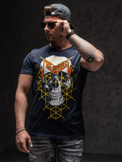 Men's Printed T-shirt Navy Blue Bolf Y70002