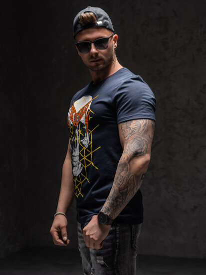 Men's Printed T-shirt Navy Blue Bolf Y70002