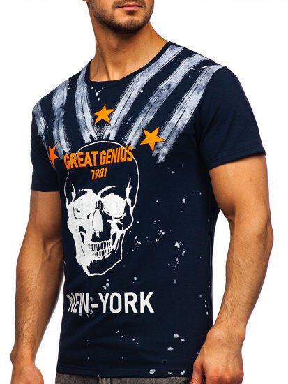 Men's Printed T-shirt Navy Blue Bolf Y70006