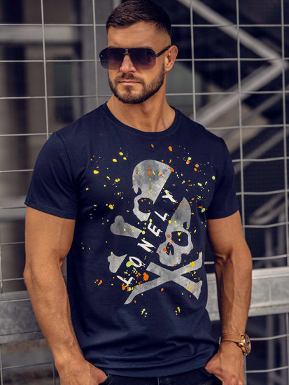 Men's Printed T-shirt Navy Blue Bolf Y70008A