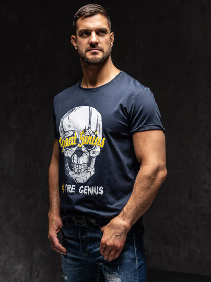 Men's Printed T-shirt Navy Blue Bolf Y70012