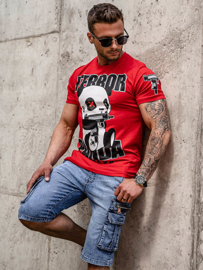 Men's Printed T-shirt Red Bolf 2291A