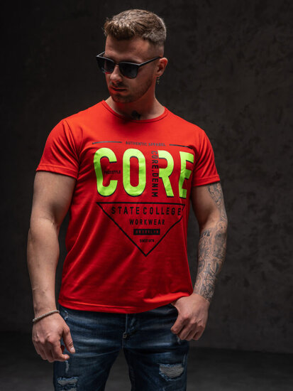 Men's Printed T-shirt Red Bolf KS2098