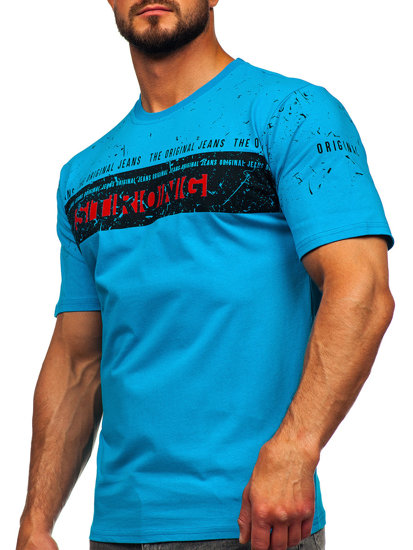 Men's Printed T-shirt Turquoise Bolf 14204