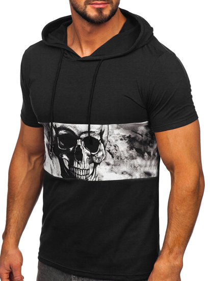 Men's Printed T-shirt with Hood Black Bolf 8T971