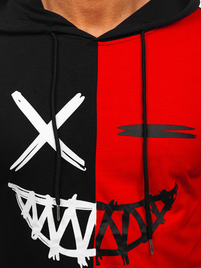 Men's Printed T-shirt with Hood Black-Red Bolf 8T981