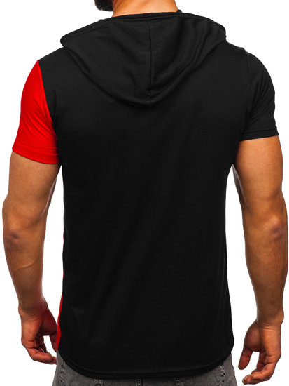 Men's Printed T-shirt with Hood Black-Red Bolf 8T981