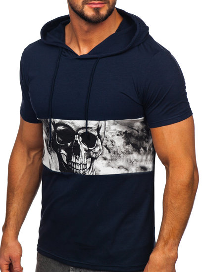 Men's Printed T-shirt with Hood Navy Blue Bolf 8T971