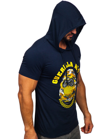 Men's Printed T-shirt with Hood Navy Blue Bolf 8T978