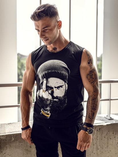 Men's Printed Tank Top Black Bolf 14812A