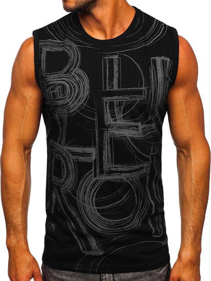 Men's Printed Tank Top Black-Graphite Bolf 14818