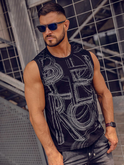 Men's Printed Tank Top Black-Graphite Bolf 14818A