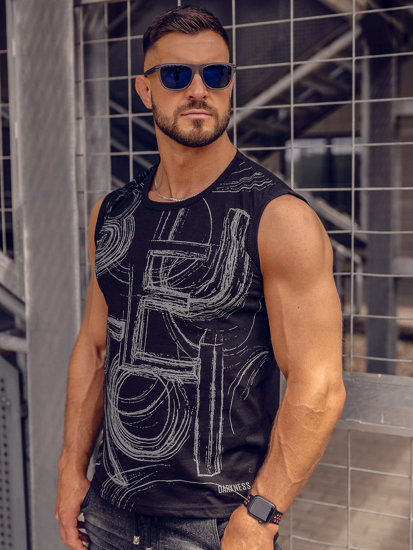 Men's Printed Tank Top Black-Graphite Bolf 14818A