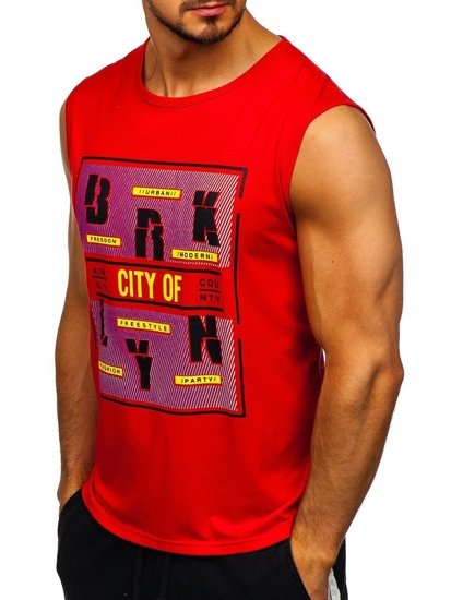 Men's Printed Tank Top Red Bolf KS2091