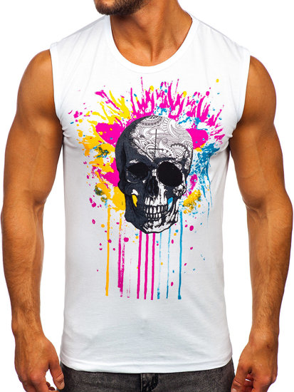 Men's Printed Tank Top White Bolf 14805