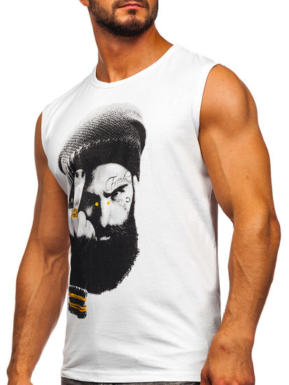 Men's Printed Tank Top White Bolf 14812