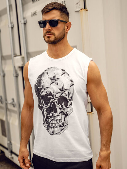 Men's Printed Tank Top White Bolf 14817