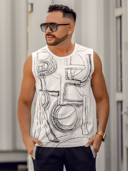 Men's Printed Tank Top White Bolf 14818