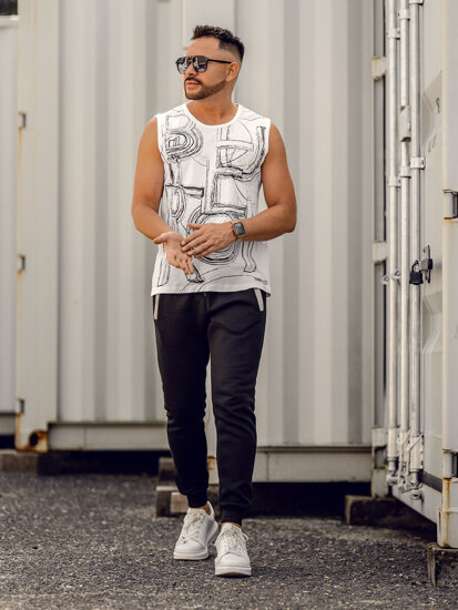 Men's Printed Tank Top White Bolf 14818