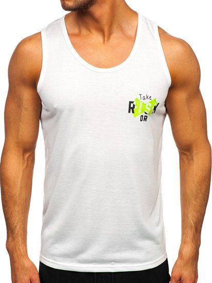 Men's Printed Tank Top White-Green Bolf HY818