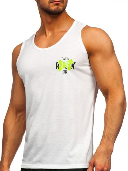 Men's Printed Tank Top White-Green Bolf HY818