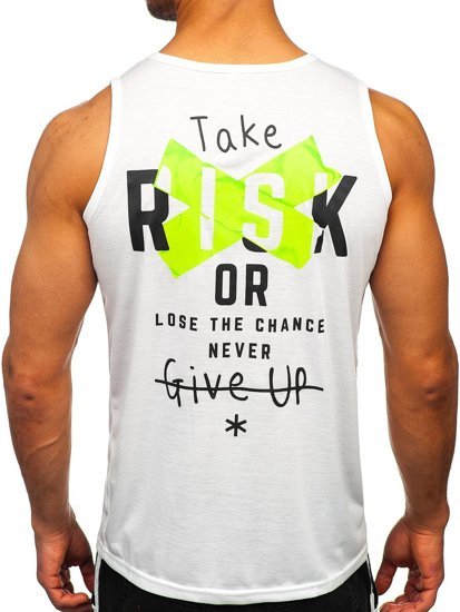 Men's Printed Tank Top White-Green Bolf HY818