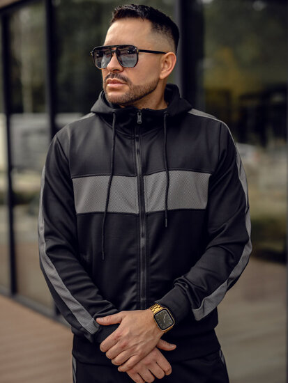 Men's Printed Tracksuit with hood Black Bolf 8C8115