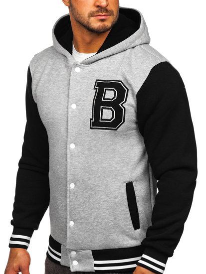 Men's Printed Zip Hoodie Grey Bolf 07