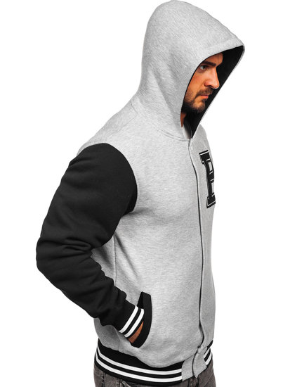 Men's Printed Zip Hoodie Grey Bolf 07