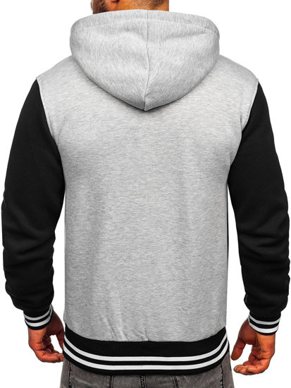 Men's Printed Zip Hoodie Grey Bolf 07