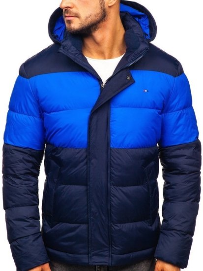 Men's Quilted Down Winter Jacket Navy Blue Bolf 1975