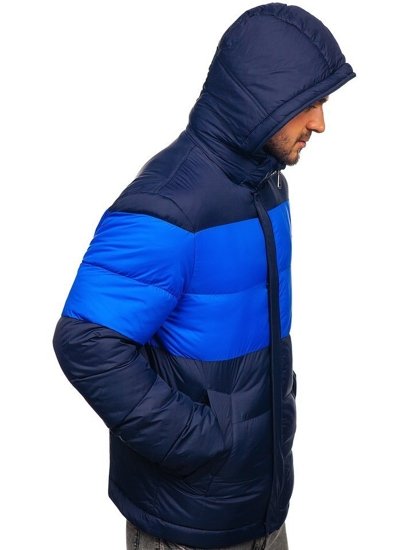 Men's Quilted Down Winter Jacket Navy Blue Bolf 1975