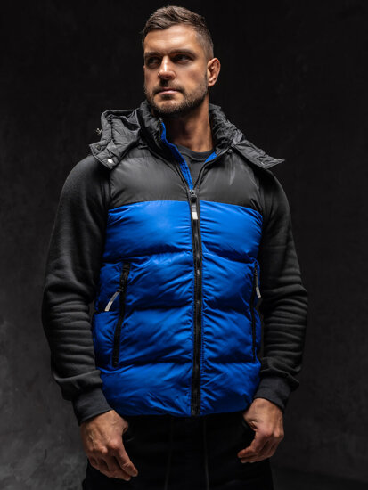 Men’s Quilted Gilet Blue with hood Bolf 1189A1