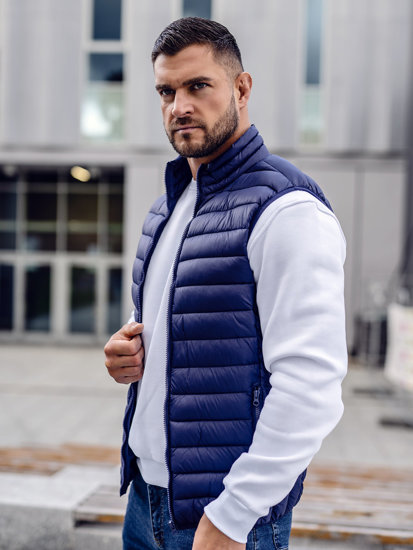 Men's Quilted Gilet Navy Blue Bolf LY32A