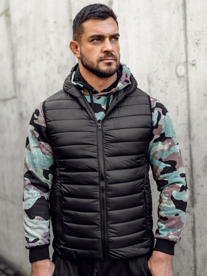 Men's Quilted Gilet with Hood Black Bolf 13072A