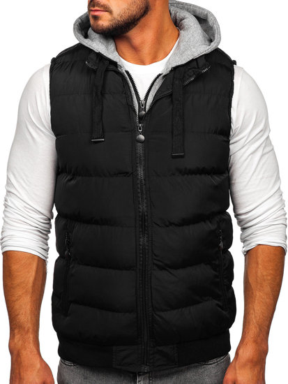 Men's Quilted Gilet with Hood Black Bolf 5M751