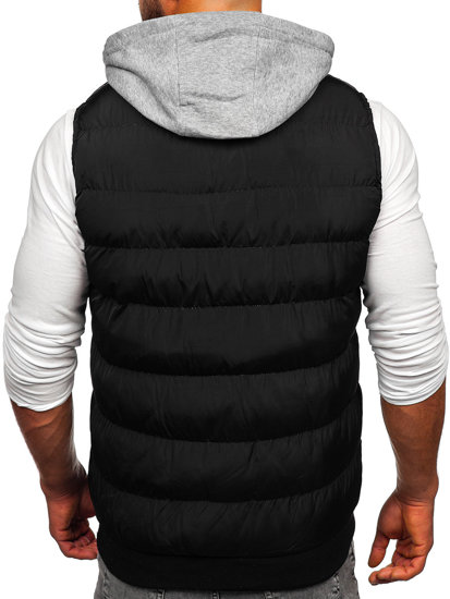 Men's Quilted Gilet with Hood Black Bolf 5M751