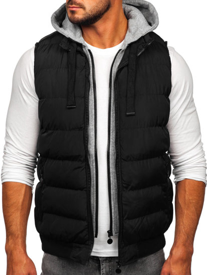 Men's Quilted Gilet with Hood Black Bolf 5M751