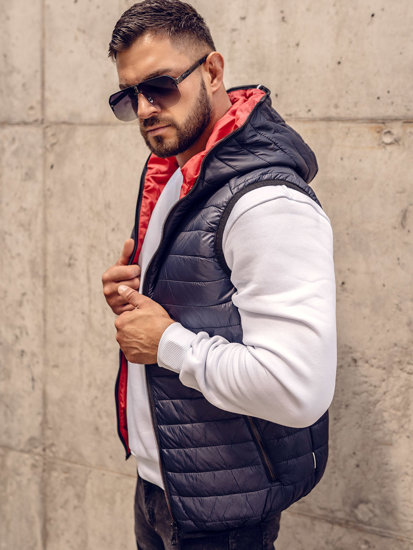 Men's Quilted Gilet with Hood Navy Blue Bolf 7106A