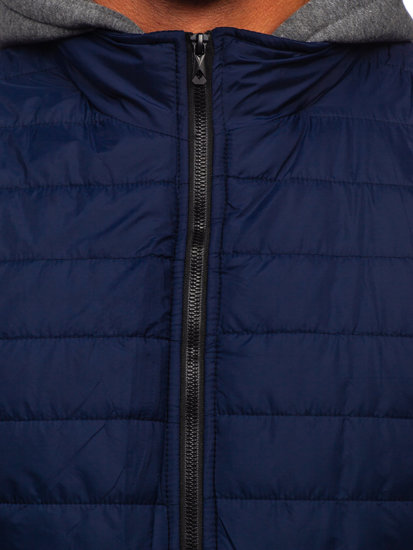 Men's Quilted Gilet with Hood Navy Blue Bolf 8M983