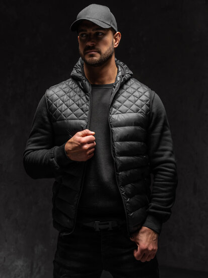 Men's Quilted Gilet with hood Black Bolf HDL88003A1