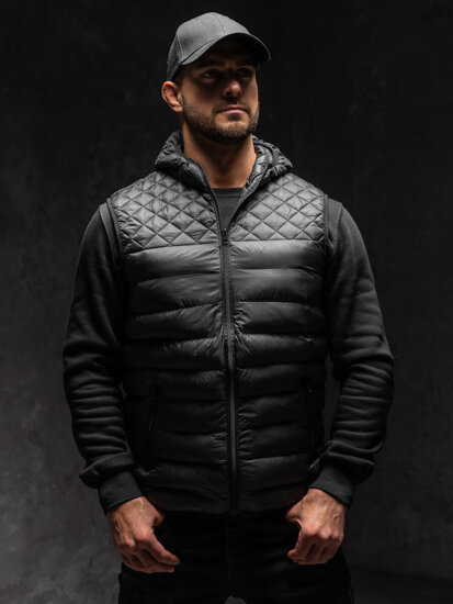 Men's Quilted Gilet with hood Black Bolf HDL88003A1